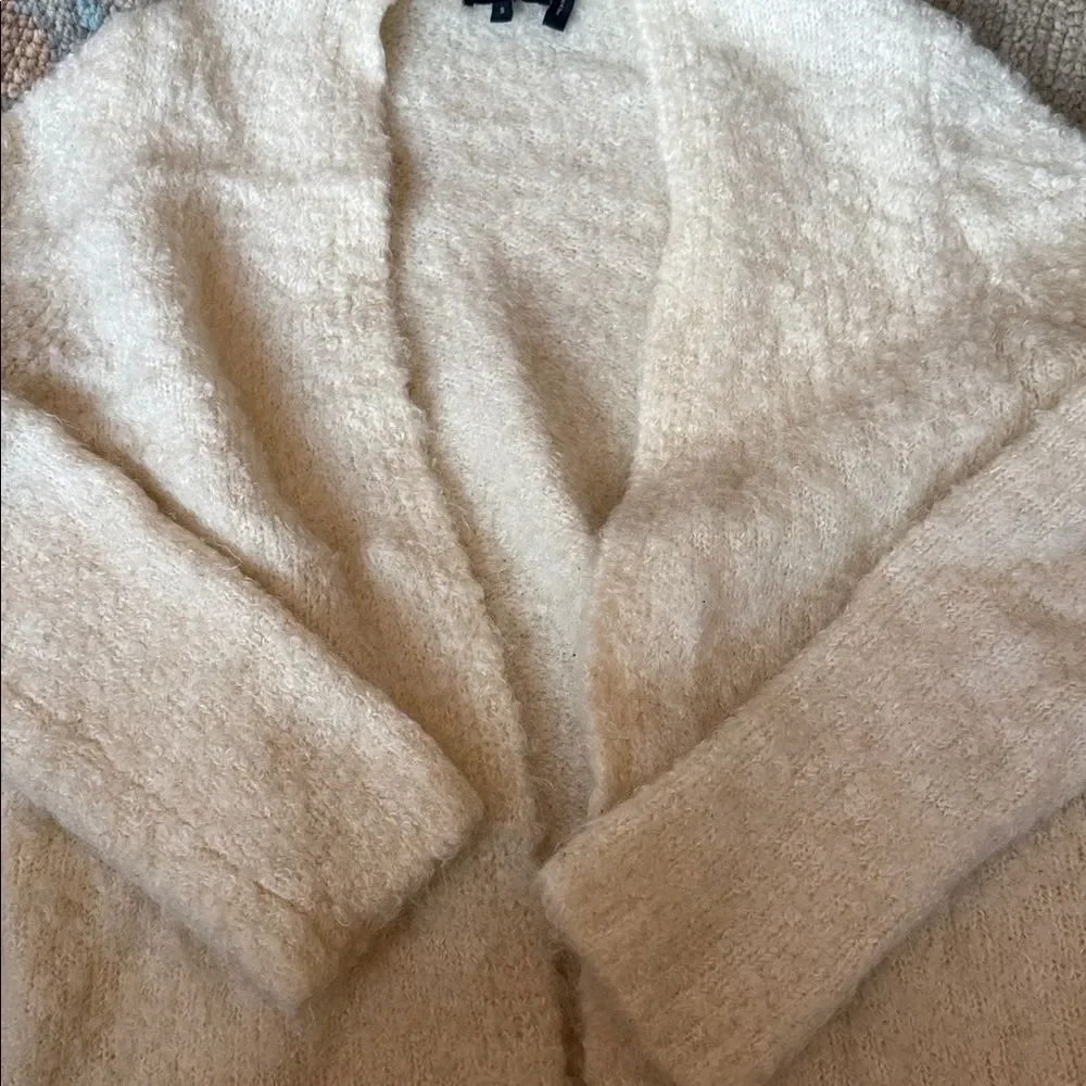 Theory Cream Open-Front Cardigan